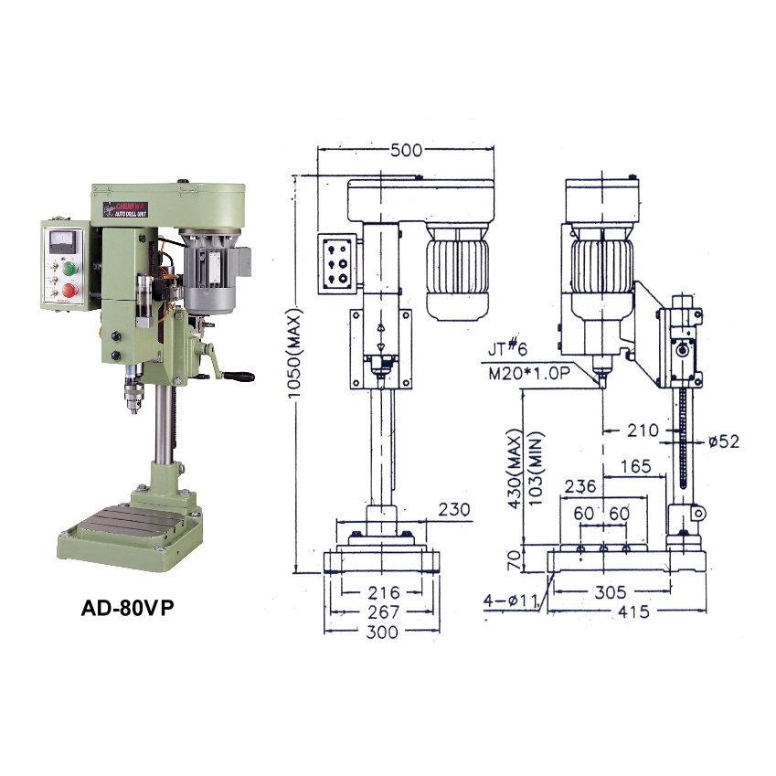 Auto Step Retract Drilling Machine with Air-Hydro Tool Feed-AD-80VSP