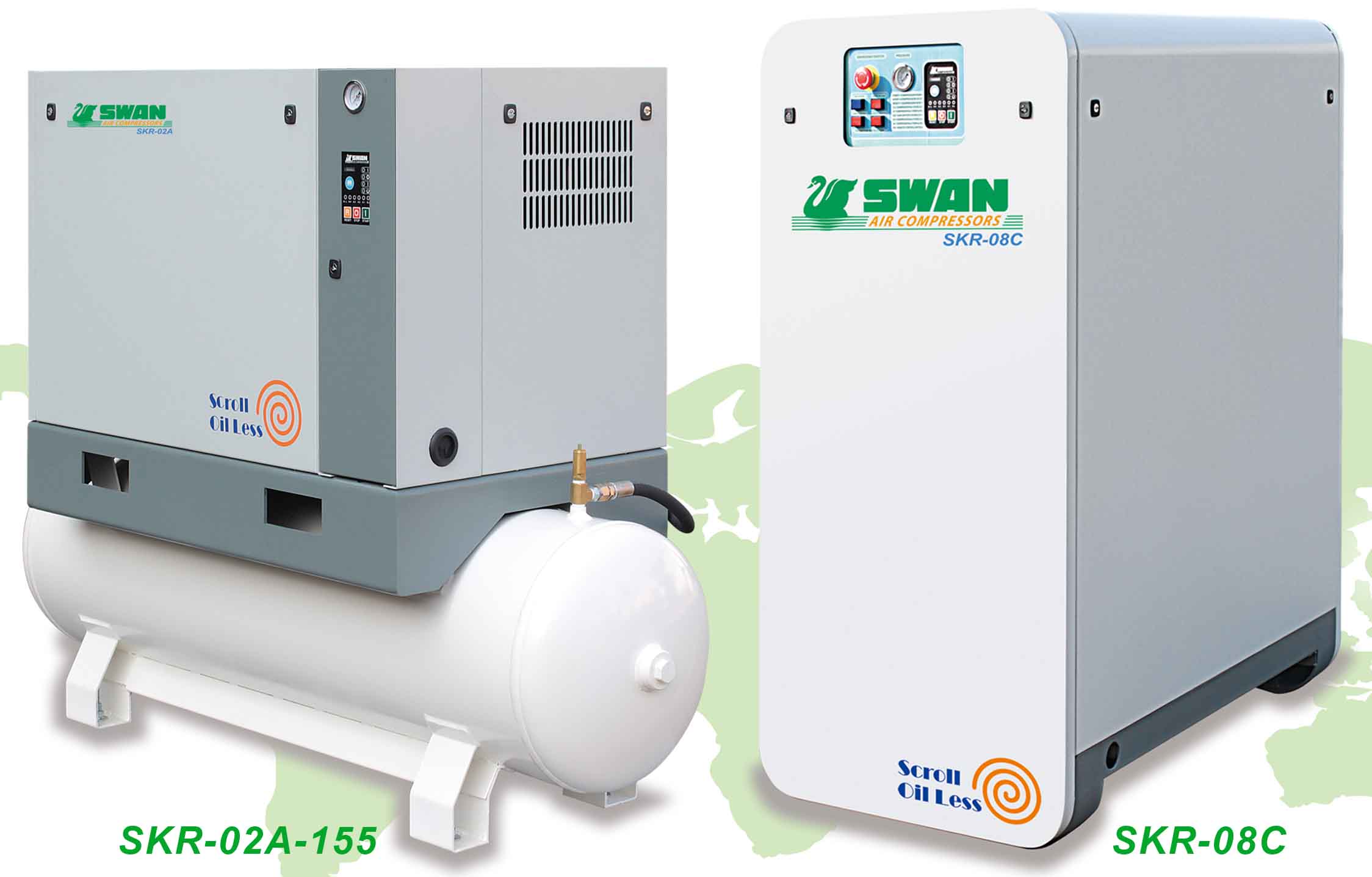 Scroll Low Noise Oil-less Air Compressor-SKR-02C ~ SKR-08C / SKR-02A-155 ~ SKR-02A-300