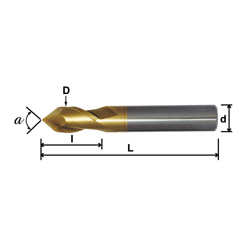 Tungsten Carbide V-Pointed End Mill (Drilling and Milling)