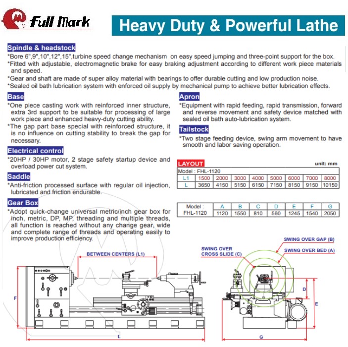 Heavy Duty Lathe-FHL-1120/1220/1320/1420/1520/1620